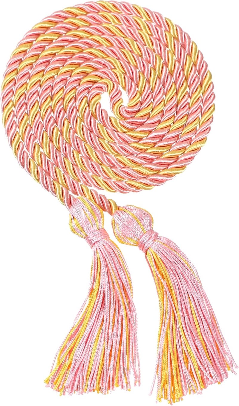 Erligo 2Pcs Graduation Multi Color Braided Honor Cords with Tassel for High School Bachelor Master Doctor 68" Long (Pink Gold) - Image 2